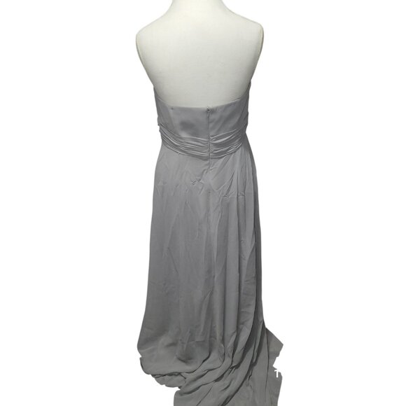 David’s Bridal Bridesmaid Prom Dress Gray Strapless Lined Size 12 - Picture 3 of 5